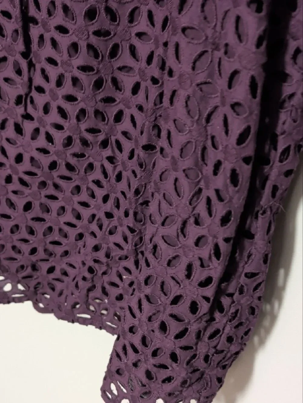J. Crew Purple Eyelet Lace Short Sleeve Blouse